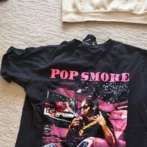 VLONE Black Tee with Pink Pop Smoke Graphic